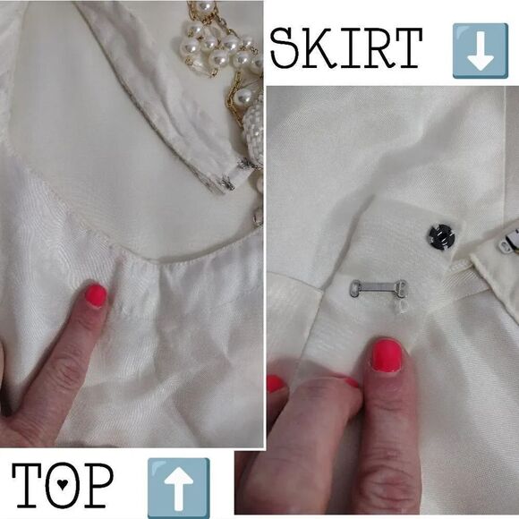 Fleur de lis VTG Ivory Beaded 2 Piece Halter Wedding Dress NWT *Fits Like Med - Picture 17 of 17